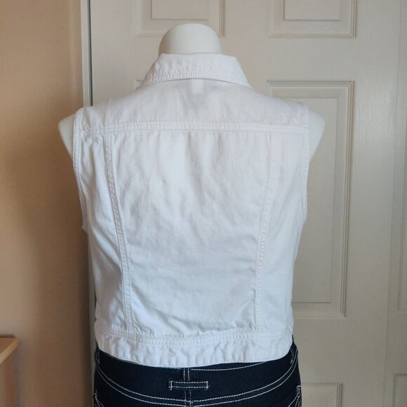 Lane Bryant crop white lightweight denim vest sz 16 - Picture 4 of 6